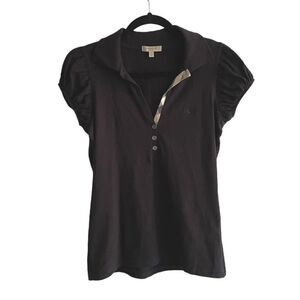 BURBERRY LONDON Short Sleeve Casual Polo Shirt Collar Nova Check Black Pique S